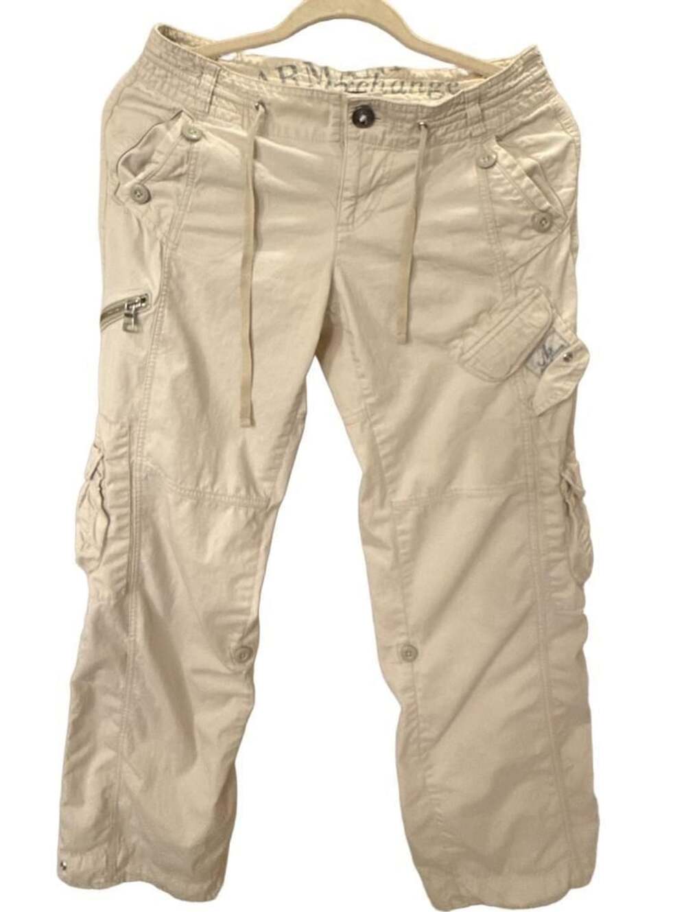 Y2K Armani Exchange Cream Multi-Pocket Cargo Pants
